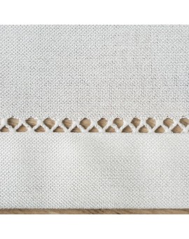 Obrus biały 145x240 cm EMILY z ozdobną listwą i mereżką Eurofirany | Time- 2