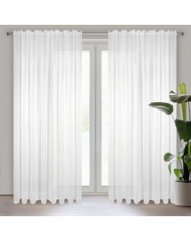 Firana biała z gładkiego matowego woalu 140x270 cm taśma LUCY