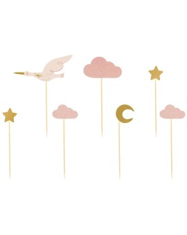 Dekoracje do muffinek babeczek - Bocian 11cm-12cm 7 sztuk