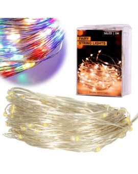 Lampki LED druciki dekoracyjne świąteczne choinkowe 5m 50LED multikolor