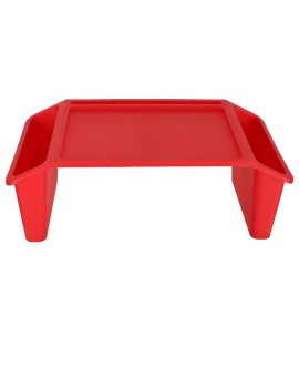 Stolik pod laptopa z organizerem podróżny samochodowy dla dzieci z kieszeniami śniadaniowy podstawka przenośny stabilny czerwony