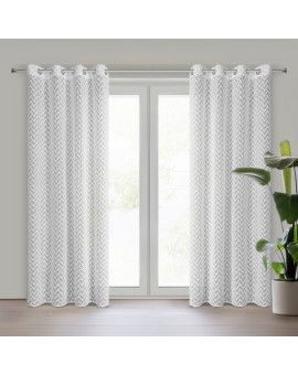 Firana gotowa MELI z etaminy zdobiona trójwymiarowym wzorem geometrycznym Euroforany