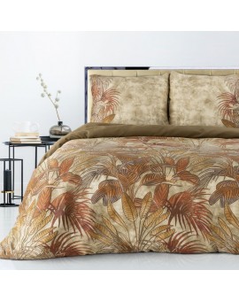 Pościel 220x200 cm z satyny bawełnianej kolor beżowy, rudy w ozdobnym opakowaniu z wzorem kwiatowym MARIKA