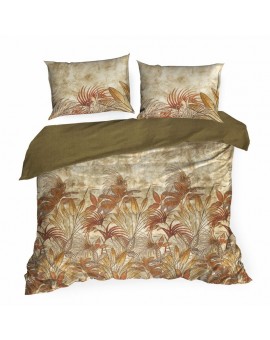 Pościel 220x200 cm z satyny bawełnianej kolor beżowy, rudy w ozdobnym opakowaniu z wzorem kwiatowym MARIKA Eurofirany | Time- 2