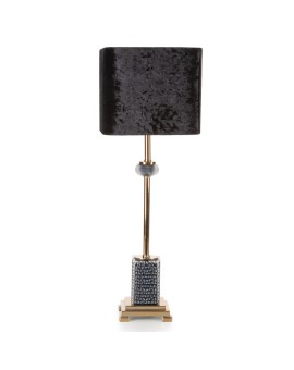 Lampa stołowa NELI z podstawą z żywicy poliestrowej wykończona welwetowym abażurem
