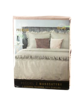 Pościel 220x200 cm bawełniana kolor jasnobrązowy z subtelną falbanką styl romantyczny VENUS Eurofirany Premium Eurofirany | Time