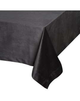 Obrus czarny 140x180 cm welwetowy MELINDA z ozdobną listwą Eurofirany | Time- 2
