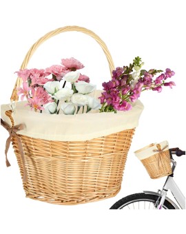 Koszyk rowerowy wiklinowy na rower RALLEX przedni pleciony click biały