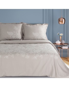 Pościel 160x200 cm bawełniana kolor beżowy, biały zdobiona haftowanym wzorem Eurofirany Premium Eurofirany | Time- 2