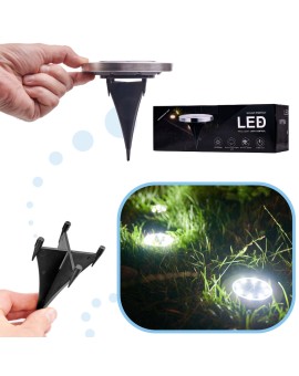 Lampy ogrodowe solarne najazdowe gruntowe czujnik zmierzchu wbijane świecący dysk 8LED 12szt. zimny biały Kik Sp. z o. o. Sp. k.