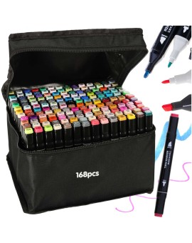 Markery dwustronne alkoholowe w etui 168 sztuk