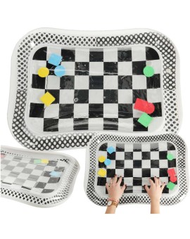 Mata wodna sensoryczna dmuchana dla niemowląt kontrastowa czarno-biała szachownica XXL 65x50 cm