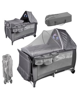 Łóżeczko dziecięce turystyczne składane kojec materac dla dzieci dwupoziomowe przewijak