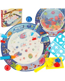 Mata wodna do malowania rysowania wodą mazaki pieczątki szablony wałek okrągła 80cm wodny świat