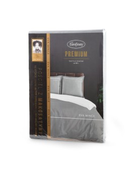 Pościel 220x200 cm z makosatyny bawełnianej kolor szary, biały z tasiemką welwetową EVA 9 Eva Minge Eurofirany | Time- 2