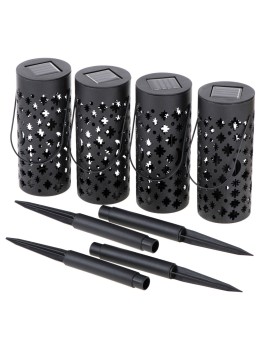 Lampa solarna ogrodowa ażurowa latarenka lampion LED czujnik zmierzchu wbijana 4szt. Kik Sp. z o. o. Sp. k. | Time- 2