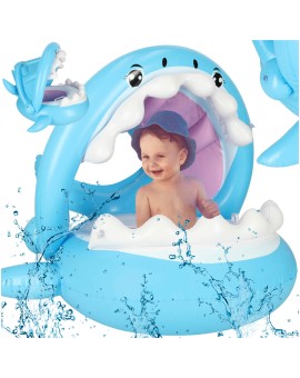 Kółko do pływania koło dmuchane dla niemowląt pontonik dla dzieci z siedziskiem z daszkiem rekin 23kg