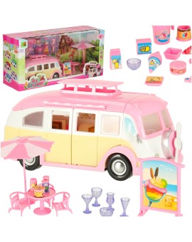 Samochód lodziarnia sklep z lodami kamper rozkładany stolik krzesła 30 elementów