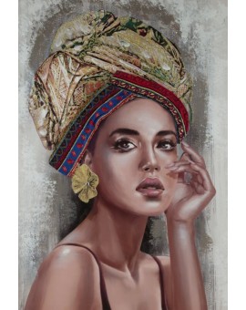 Obraz portret kobiety w turbanie ręcznie malowany na płótnie