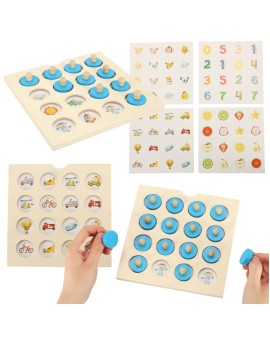 Gra planszowa memory montessori zestaw puzzle drewniane 4 karty