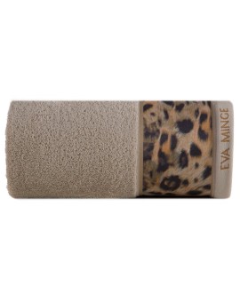 Ręcznik kąpielowy 50X90 cm bawełniany kolor beżowy,czarny z designerską bordiurą 500 g/m2 EVA 23 Eva Minge
