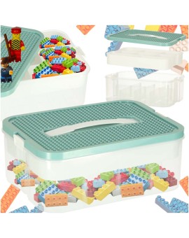 Organizer pudełko pojemnik na klocki zabawki drobiazgi z pokrywą przegródkami