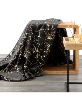 Koc 150x200 cm czarno, złoty z błyszczącym nadrukiem marmurku GLAMO Design 91