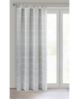 Firana srebrna z etaminy zdobiona szenilowymi paseczkami 140x250 cm szelki  -  ARCADIA Eurofirany | Time- 2