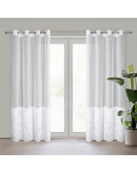 Firana biała zdobiona błyszczącą nicią 140x250 cm przelotka MARGARET 6