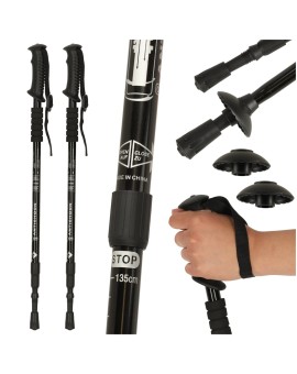 Kijki kije trekkingowe do nordic walking składane 2 sztuki czarne