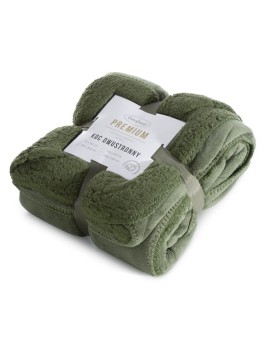 Narzuta, koc na fotel 70x160 cm oliwkowa z miękkiego polaru ze strukturą baranka TEDY Eurofirany Premium Eurofirany | Time- 2