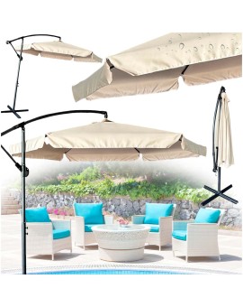 Parasol ogrodowy LUARO duży składany z wysięgnikiem 290cm beżowy