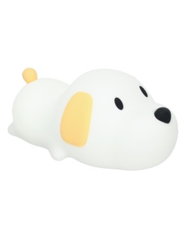 Lampka nocna dla dzieci silikonowa dotykowa miękka LED USB biała piesek leżący