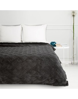 Poszewka na poduszkę 45x45 cm stalowa z miękkiego pluszu zdobiona wypukłym wzorem CARO DESIGN 91 Eurofirany | Time- 2