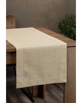 Bieżnik na stół złoty 40x140 cm o strukturze płótna STELLA 1 z dodatkiem srebrnej nici