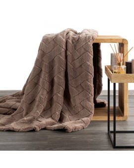 Koc D91 Caro 150 X 200 Cm Ciemnobeżowy