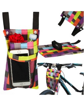 Torba na rower hulajnogę kierownicę telefon sakwa rowerowa kolorowa kratka