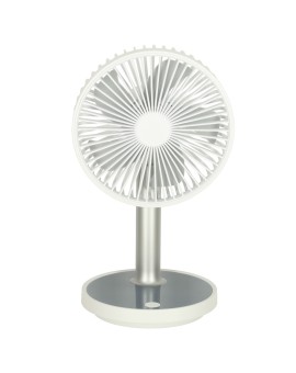 Wentylator biurkowy wiatrak przenośny bezprzewodowy USB z akumulatorem regulowany 4 poziomy mocy LED 38cm biały Kik Sp. z o. o. 