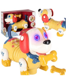 Pies piesek interaktywny z kością robot reaguje na dotyk