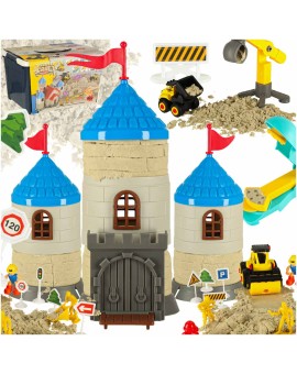 Piasek dla dzieci 1100g zamek pojazdy foremki figurki zestaw kreatywny