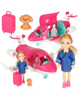 Samolot dla lalek rozkładany stewardessa akcesoria