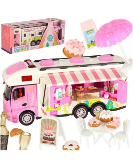 Kamper zdalnie sterowany na pilota samochód kempingowy auto 2,4GHz dźwięki światła akcesoria różowy