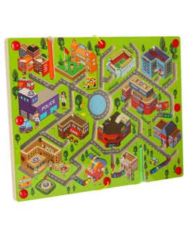 Gra labirynt magnetyczna planszowa drewniana do podróży duże miasto 2 graczy Kik Sp. z o. o. Sp. k. | Time- 2