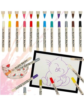 Markery akrylowe do tkanin kamieni pisaki flamastry mazaki wodoodporne DIY 12 szt.