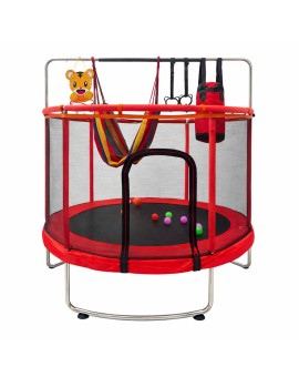 Trampolina dla dzieci ogrodowa siatka piłki koszykówka 155cm czerwona Kik Sp. z o. o. Sp. k. | Time- 2