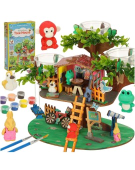 Zestaw kreatywny do budowy domku na drzewie uprawa roślin figurki naklejki