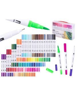 Flamastry mazaki cienkopisy dwustronne zestaw w walizce 100 kolorów