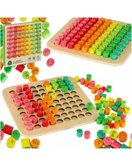 Zestaw edukacyjny nauka liczenia tabliczka mnożenia okrągła drewniana