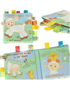 Książeczka sensoryczna książka dotykowa miękka metki owieczki