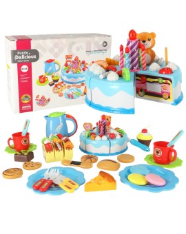 Tort urodzinowy do krojenia na rzepy kuchnia 80 elementów niebieski